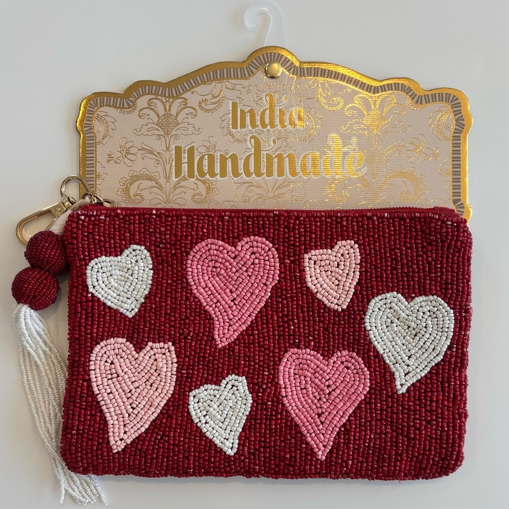 ❤️Made in India - Beaded Hearts - Valentine’s Day - Red, Pink and White🩷